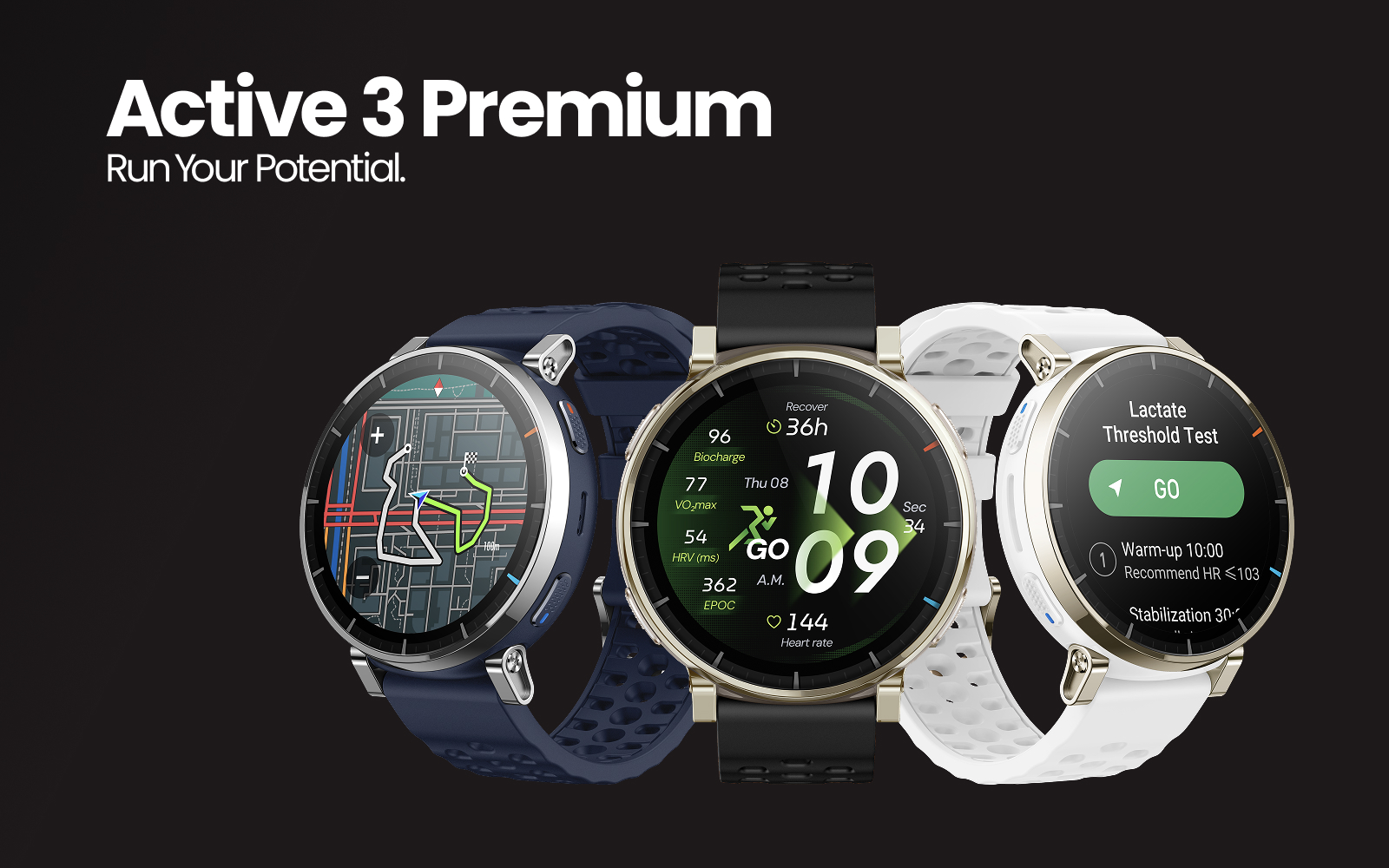 an image of three smart watches with different colors and sizes