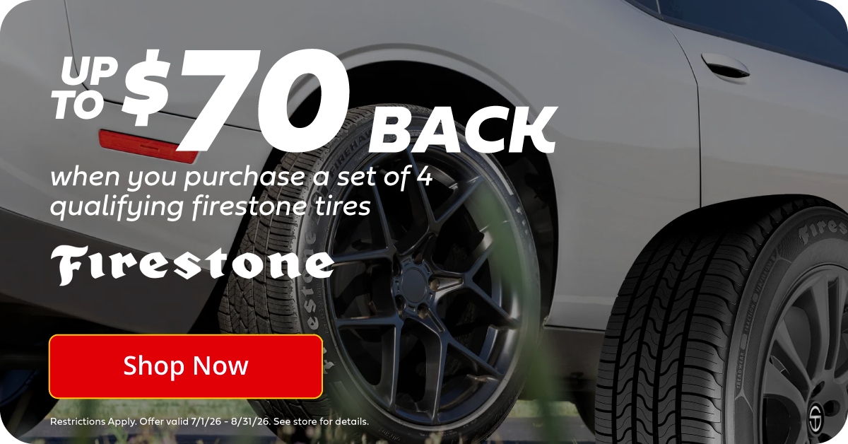 up to $70 back on Firestone tires