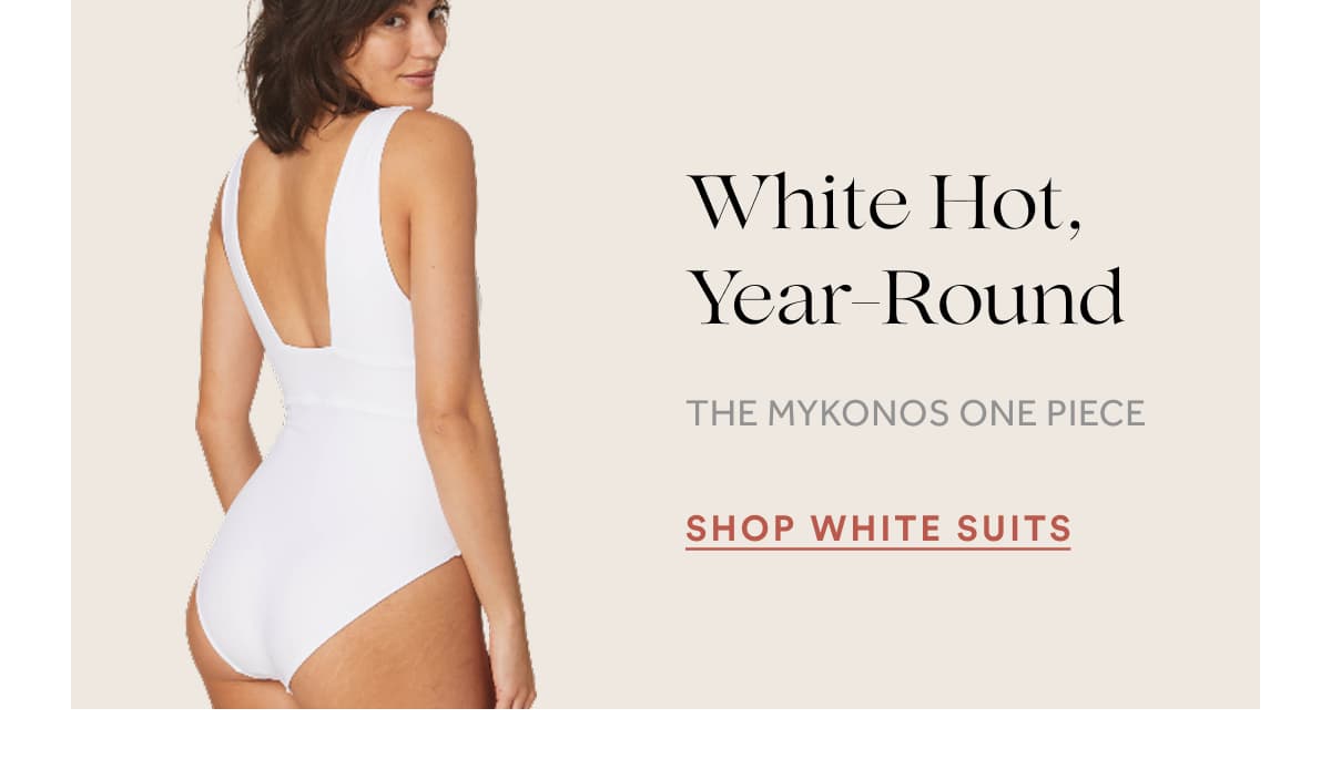 White Hot, Year-Round | The Mykonos One Piece | SHOP WHITE SUITS
