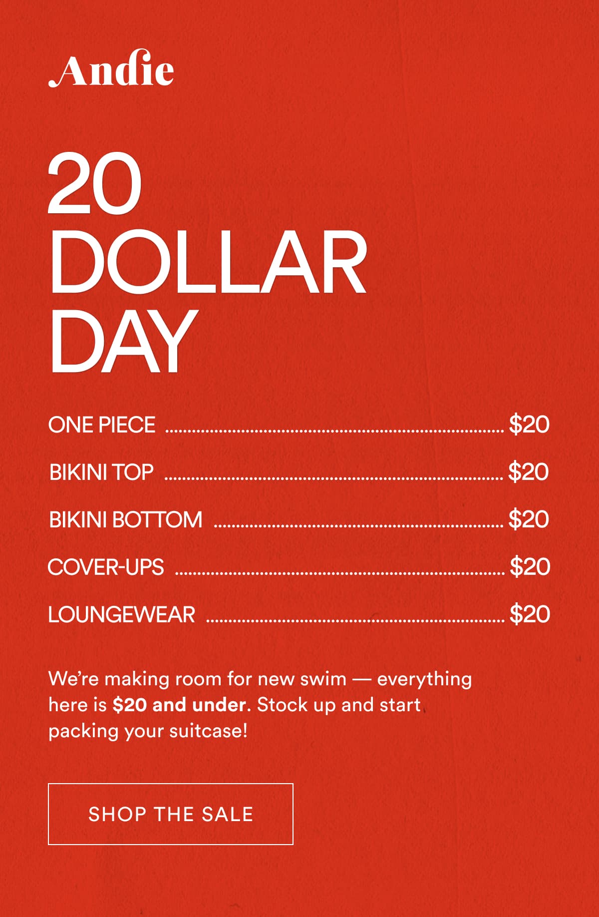 Andie | 20 Dollar Day | We’re making room for new swim — everything here is $20 and under. Stock up and start packing your suitcase! | SHOP THE SALE