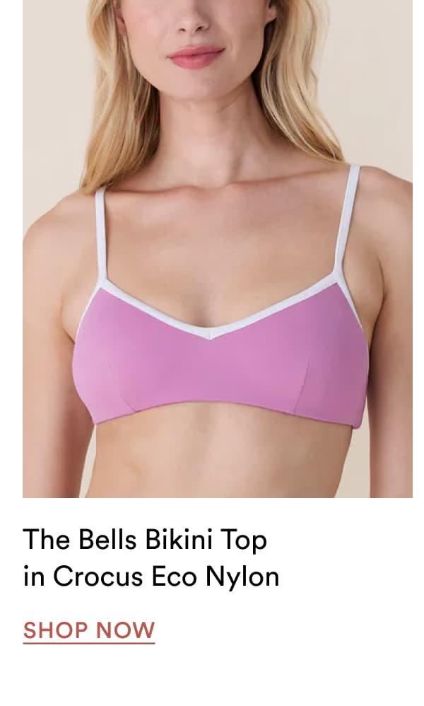 The Bells Bikini Top in Crocus Eco Nylon | SHOP NOW