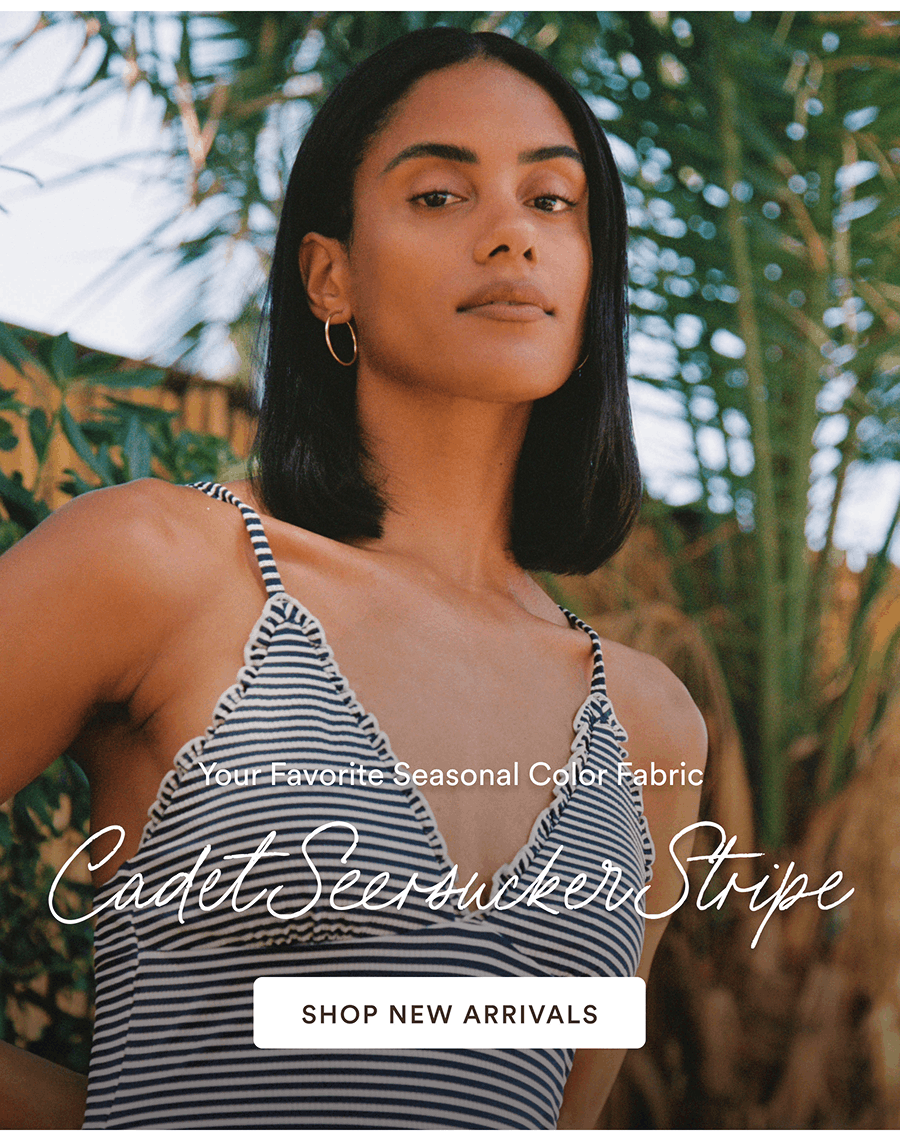 Your Favorite Seasonal Color Fabric  Cadet Seersucker Stripe  [SHOP NEW ARRIVALS]