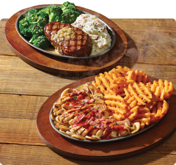 NEW Garlic Sirloin Skillet. NEW Hot Honey Glazed Chicken and Bacon Skillet