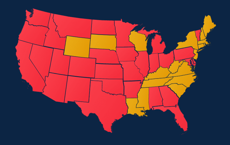 State vote winner - Boneless Wings: CT, KY, LA, MA, ME, MS, NC, NH, NJ, NY, RI, SC, SD, TN, VA, WI, WV, WY. State vote winner - Chicken Wonton Tacos: AL, AR, AZ, CA, CO, DE, FL, GA, IA, ID, IL, IN, KS, MD, MI, MN, MO, MT, ND, NE, NM, NV, OH ,OK, OR, PA, TX, UT, VT, WA