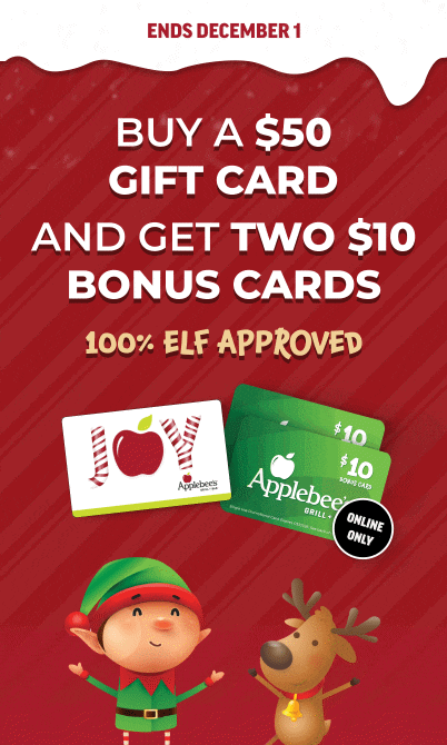 Buy a $50 Gift Card and Get Two $10 Bonus Cards. Ends December 1