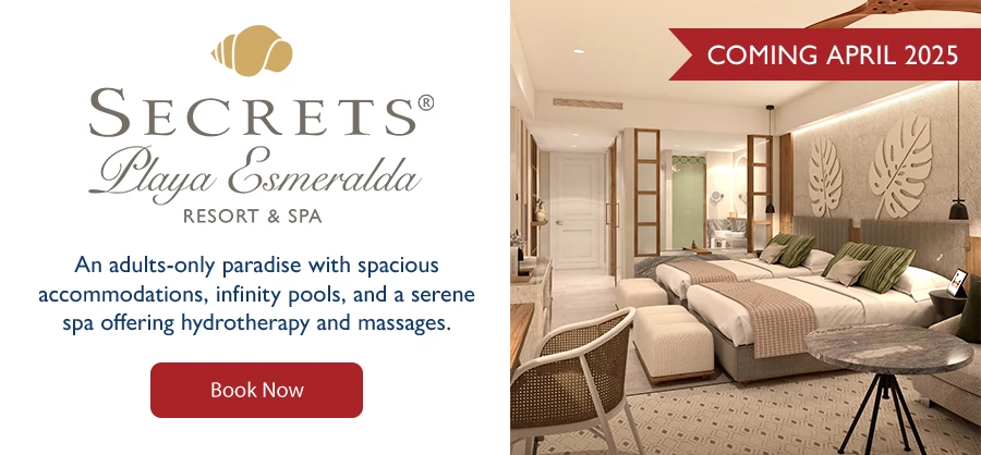 Secrets® Playa Esmeralda Resort & Spa An adults-only paradise with spacious accommodations, infinity pools, and a serene spa offering hydrotherapy and massages.