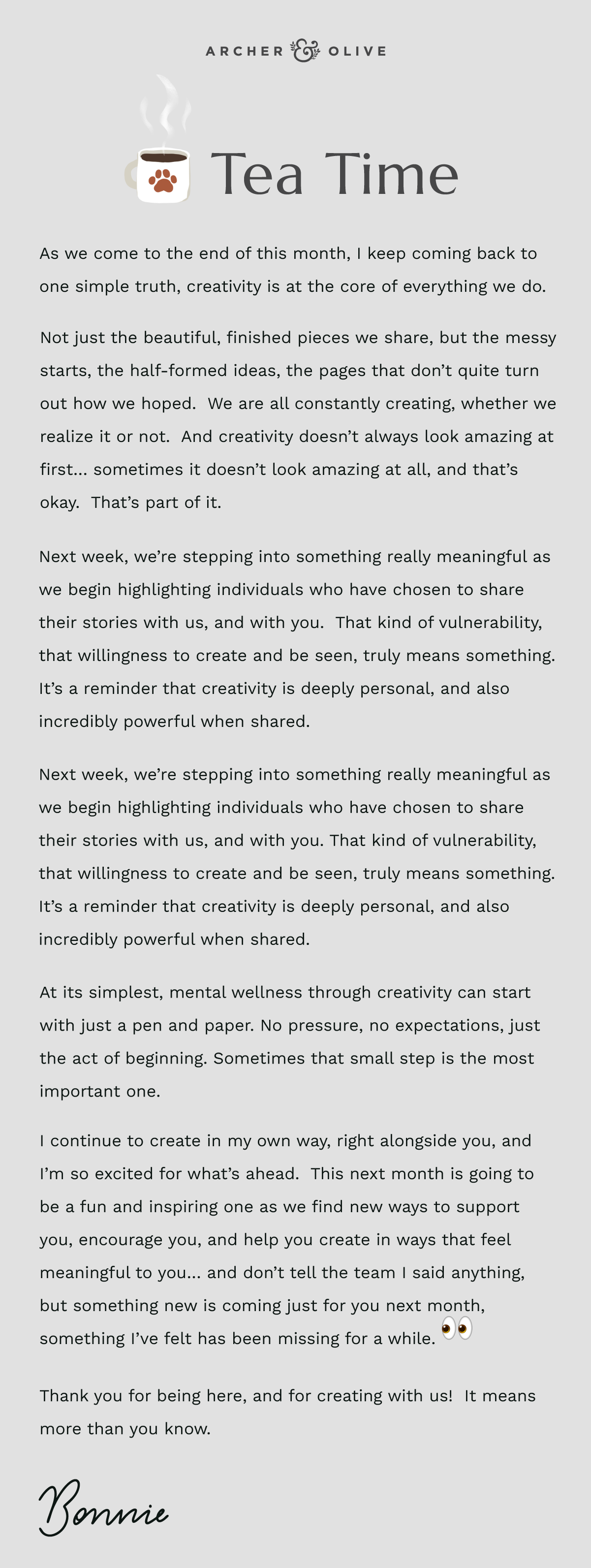 Note from Bonnie