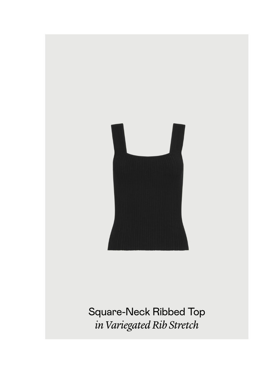 Square-Neck Ribbed Top in Variegated Rib Stretch