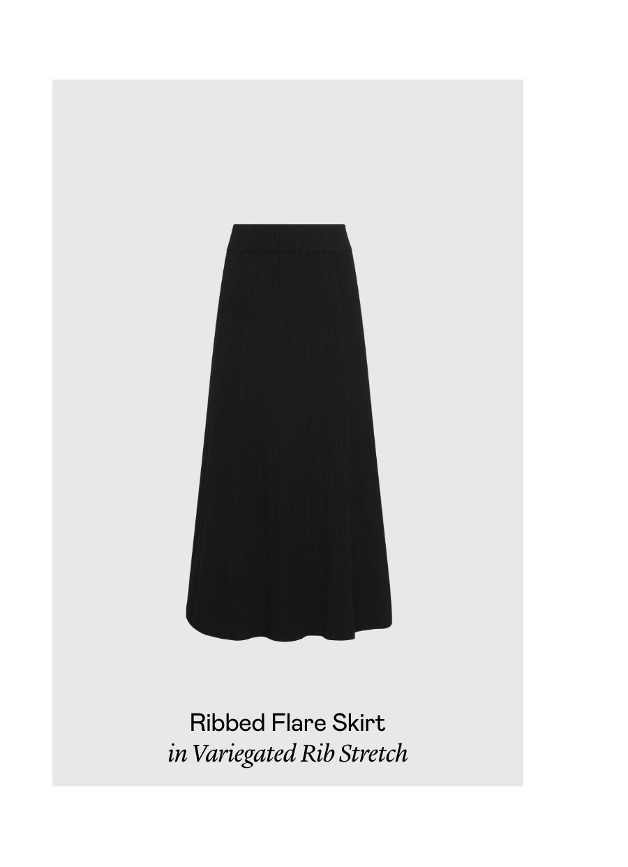 Ribbed Flare Skirt in Variegated Rib Stretch