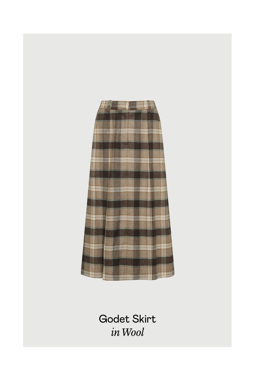 Godet Skirt in Wool
