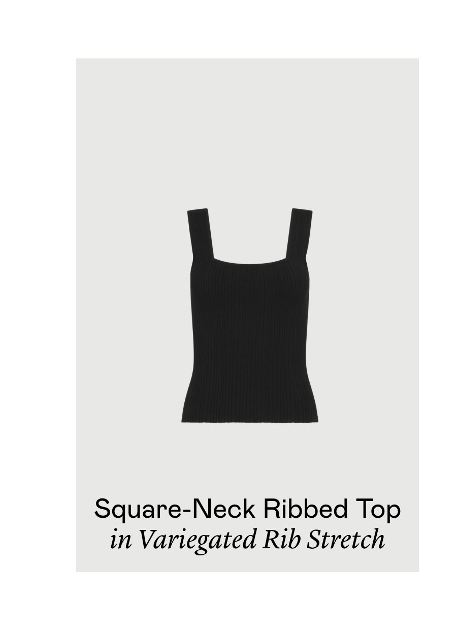 Square-Neck Ribbed Top in Variegated Rib Stretch