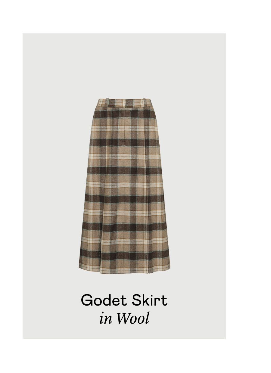 Godet Skirt in Wool
