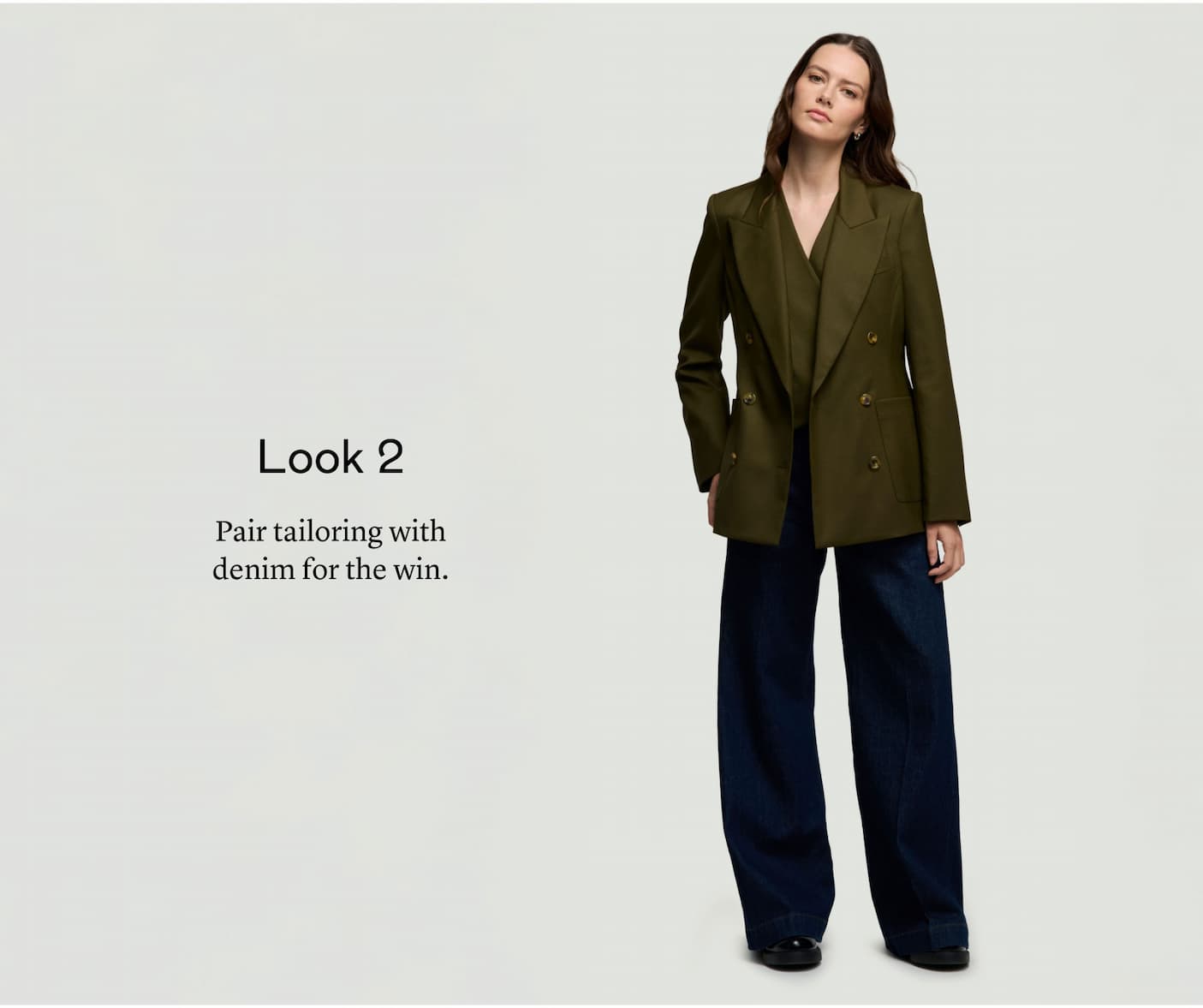 Look 2: Pair tailoring with denim for the win.