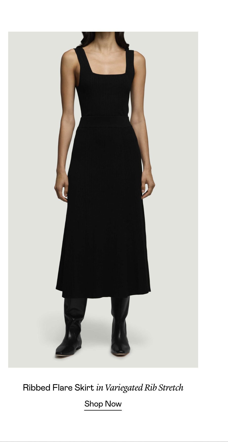 Ribbed Flare Skirt in Variegated Rib Stretch