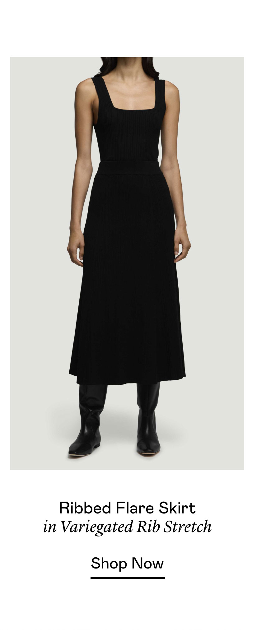 Ribbed Flare Skirt in Variegated Rib Stretch