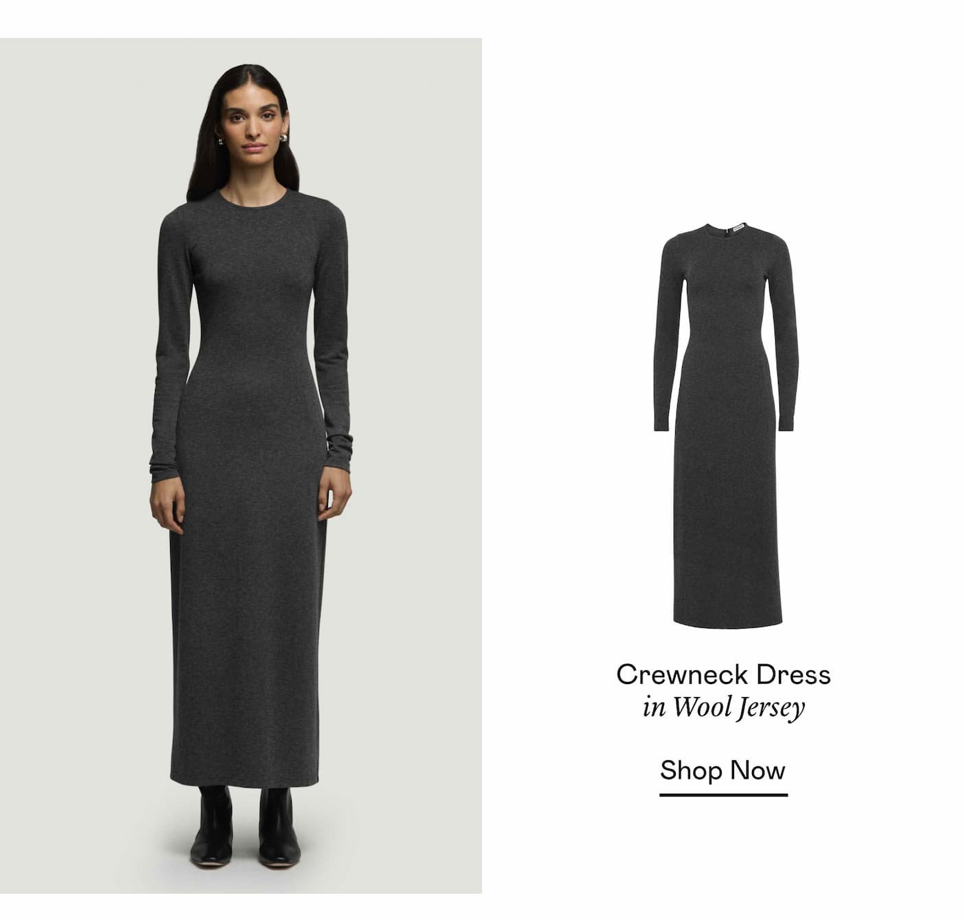 Crewneck Dress in Wool Jersey