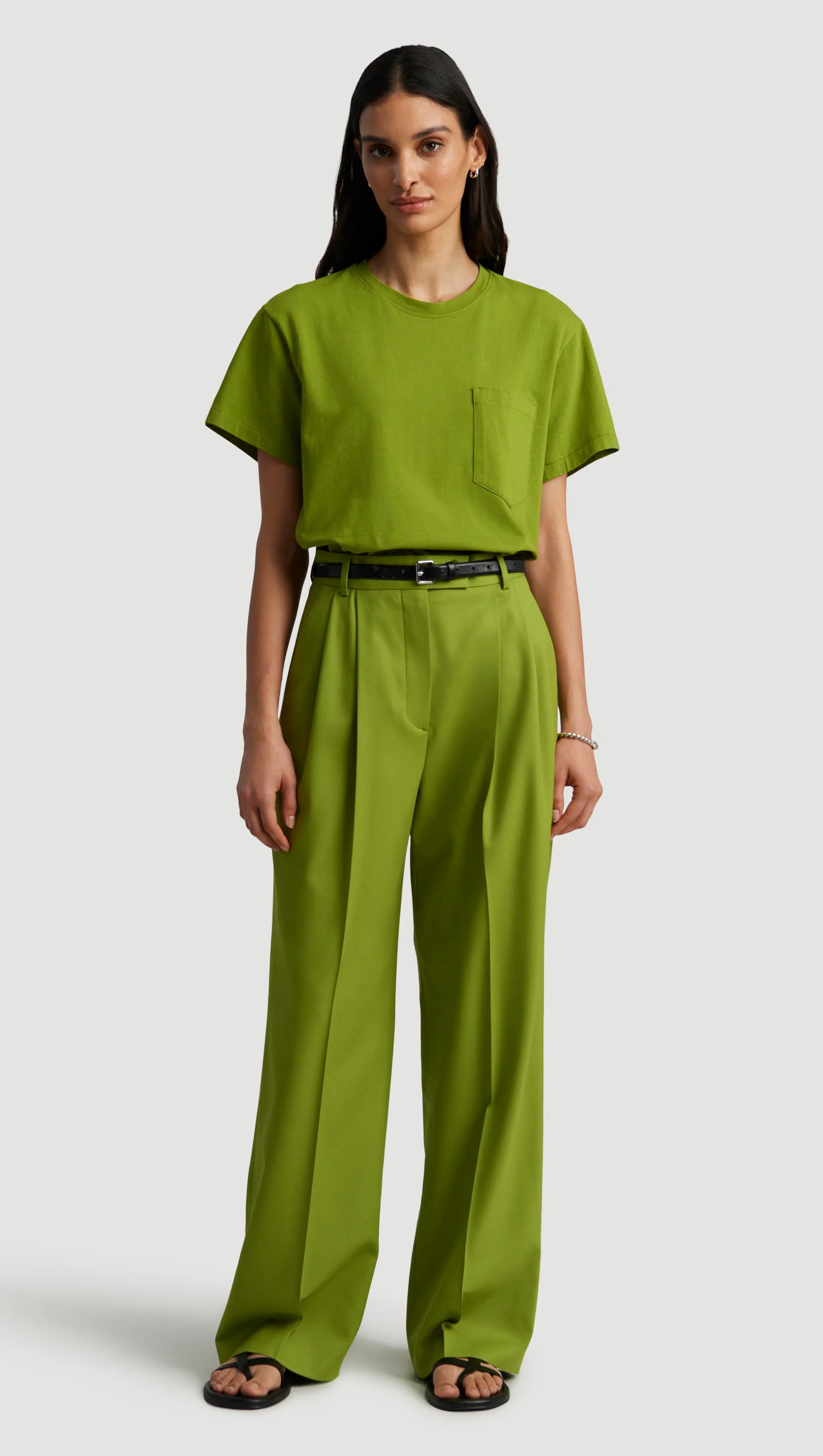 Image of Pleated Trouser in Seasonless Wool | Grass