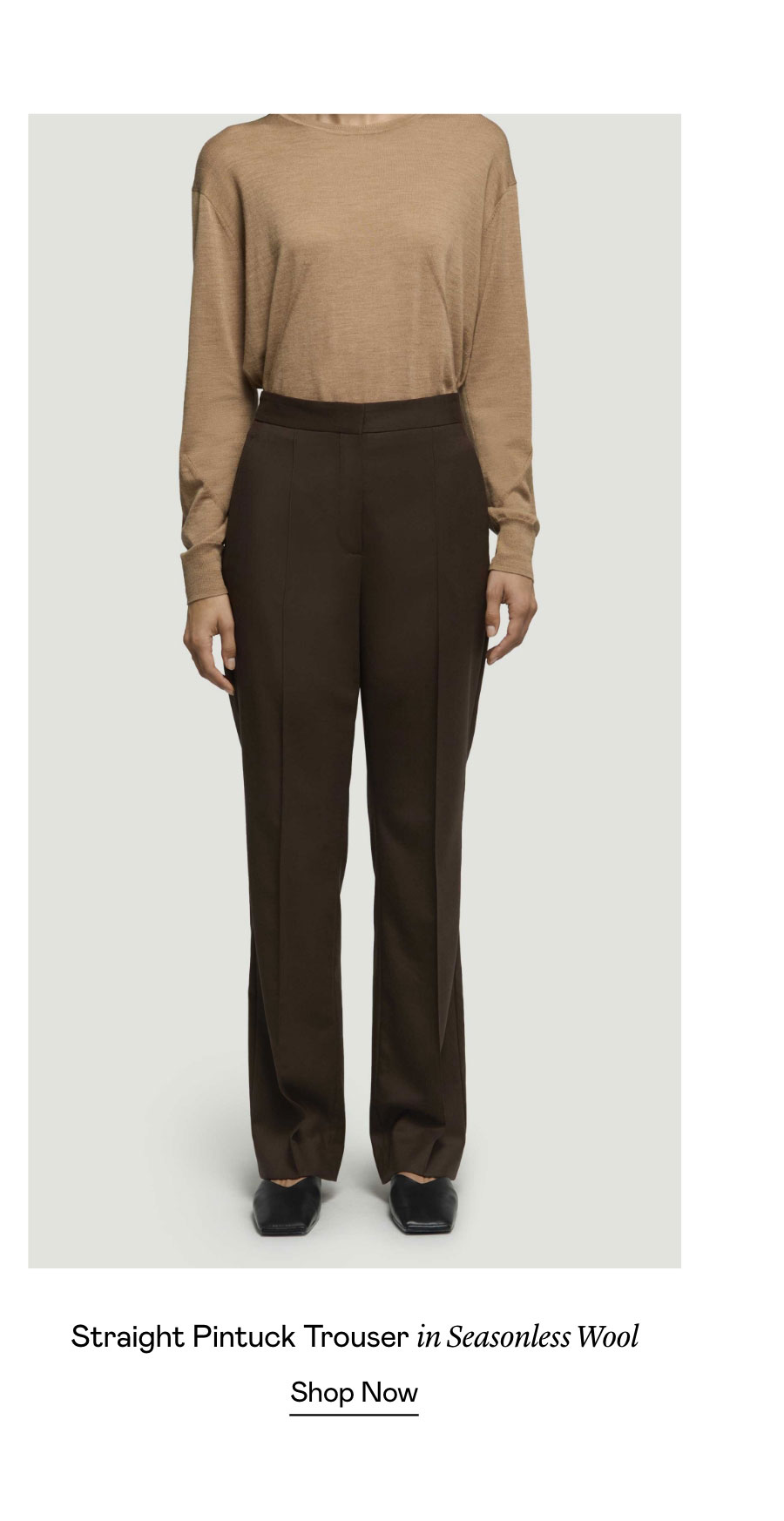 Straight Pintuck Trouser in Seasonless Wool
