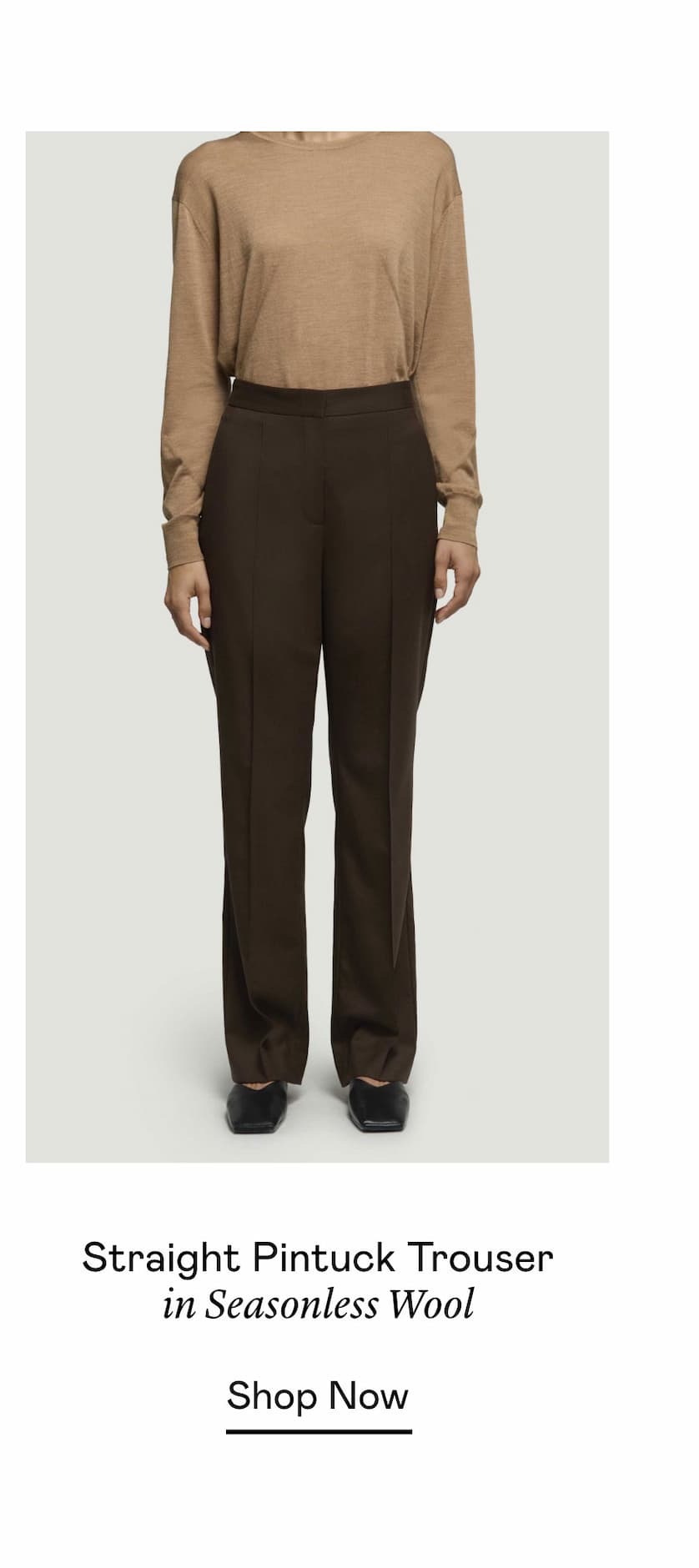 Straight Pintuck Trouser in Seasonless Wool