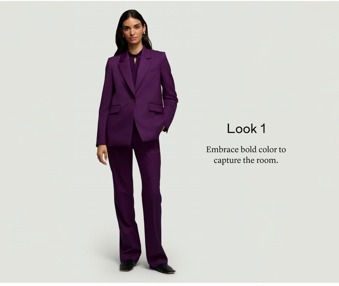 Look 1: Embrace bold color to capture the room.