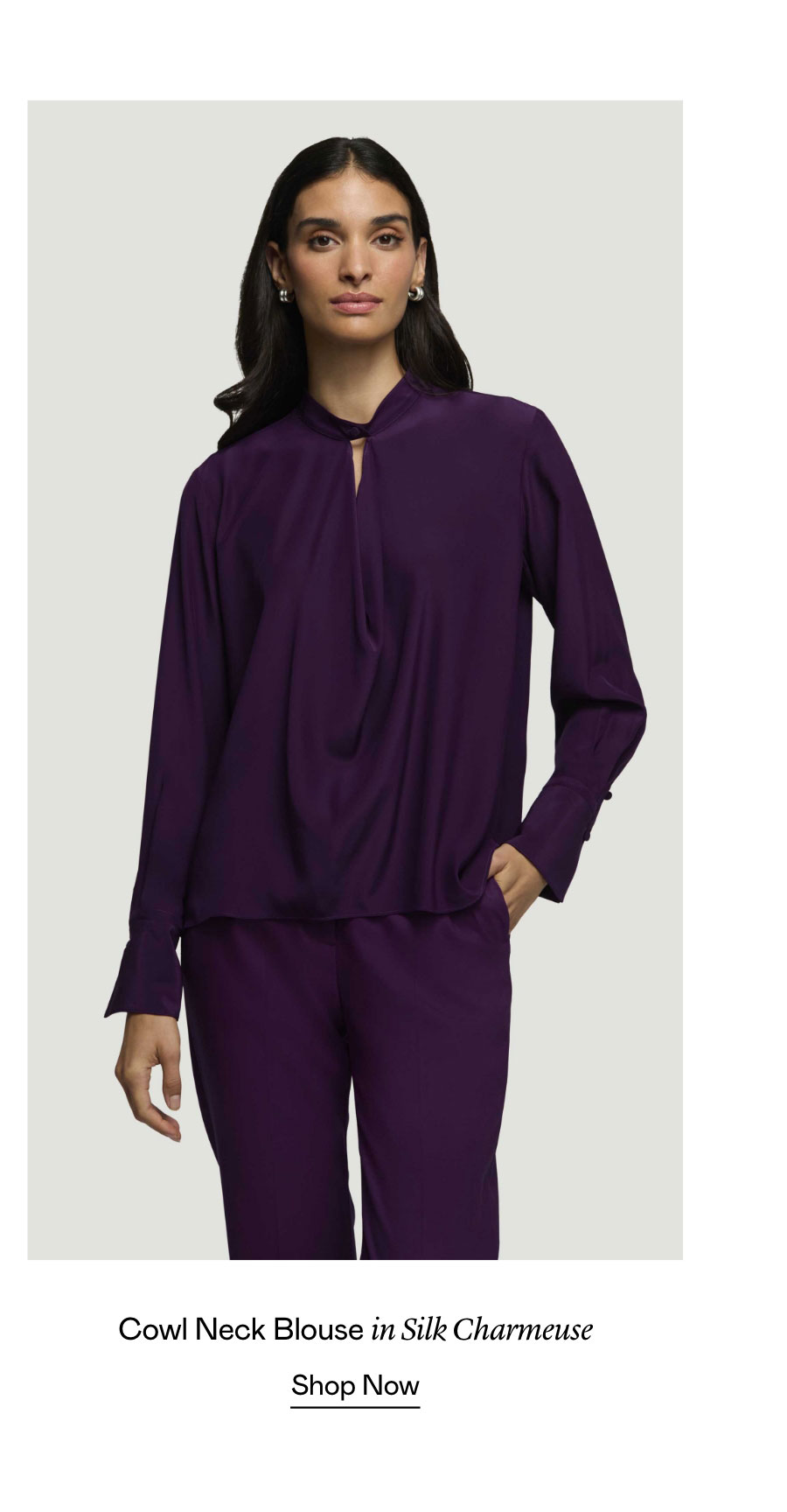 Cowl Neck Blouse in Silk Charmeuse