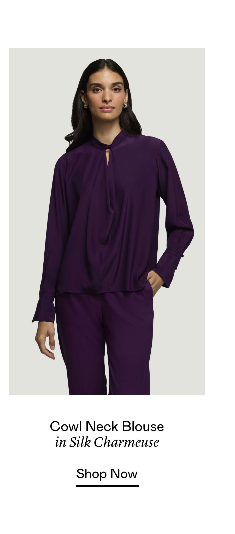 Cowl Neck Blouse in Silk Charmeuse