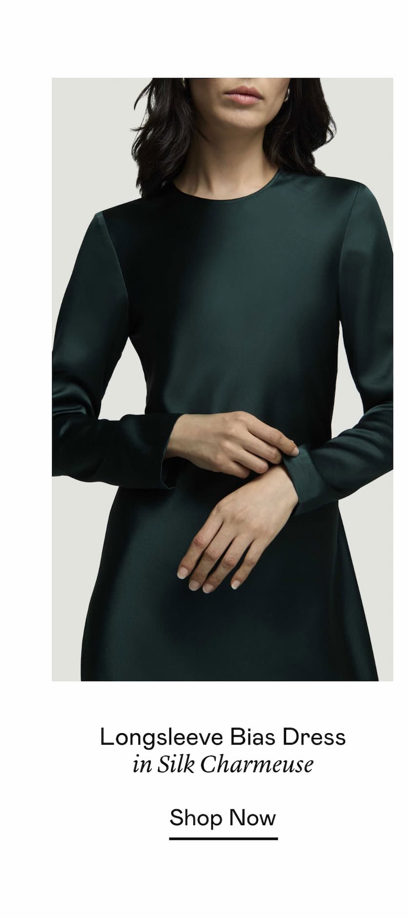 Longsleeve Bias Dress in Silk Charmeuse