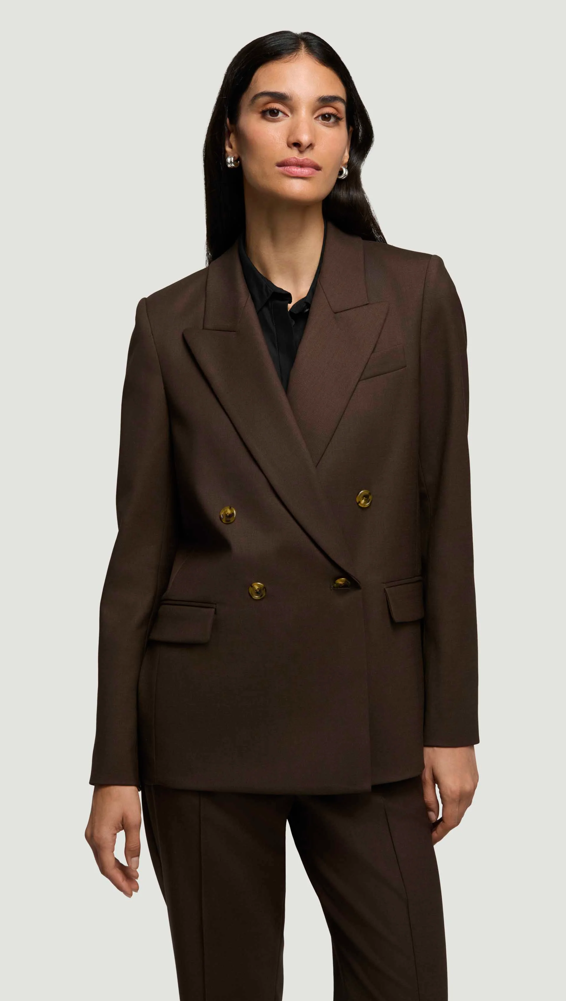 Image of Peak Lapel Blazer in Seasonless Wool | Espresso