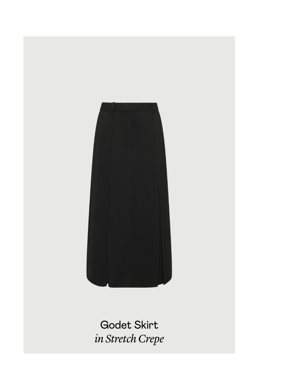 Godet Skirt in Stretch Crepe