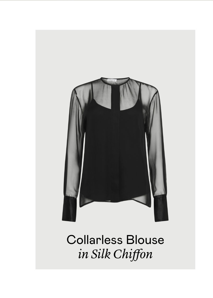 Collarless Blouse in Silk Chiffon