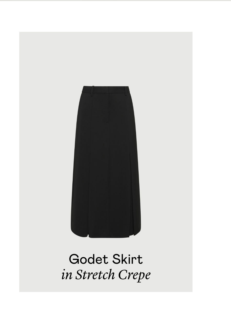 Godet Skirt in Stretch Crepe