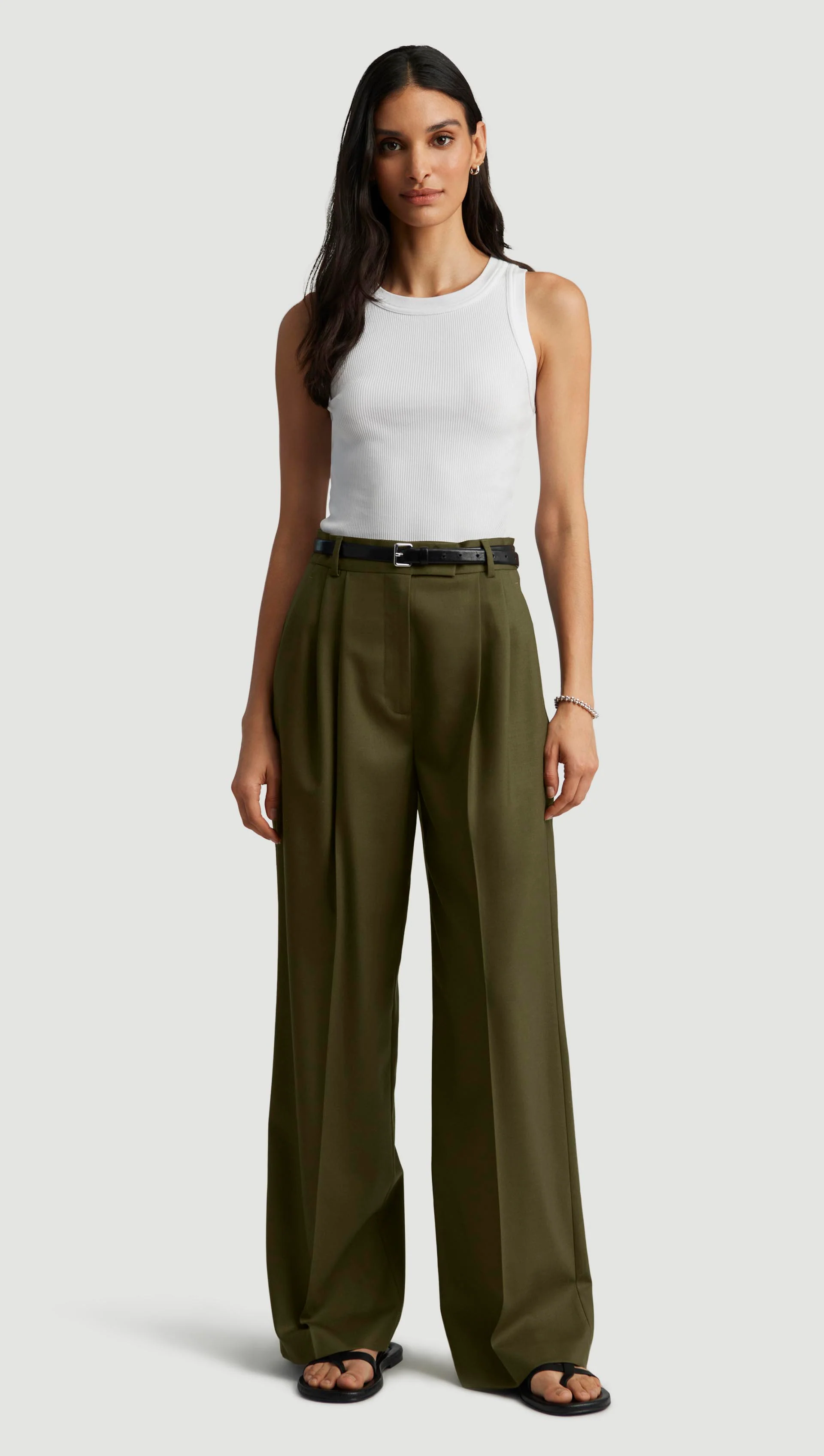 Image of Pleated Trouser in Seasonless Wool | Pine Needle