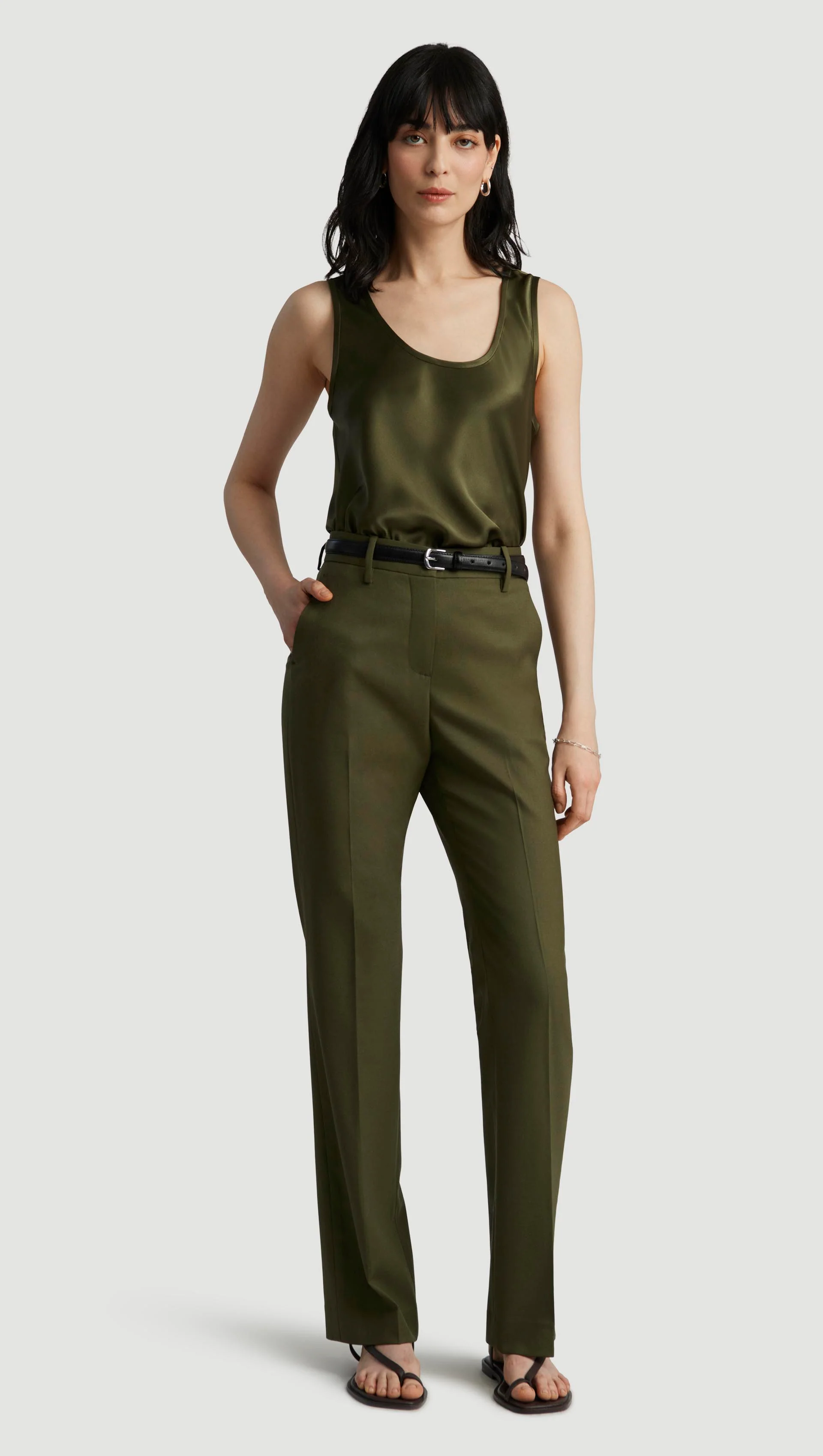 Image of Straight Leg Trouser in Seasonless Wool | Pine Needle