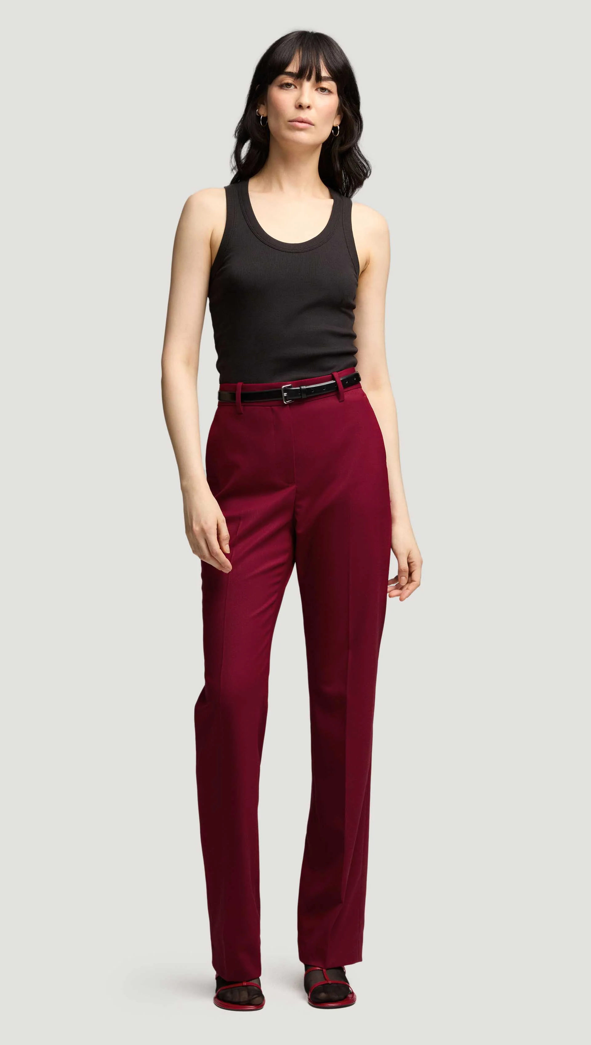 Image of Straight Leg Trouser in Seasonless Wool | Burgundy