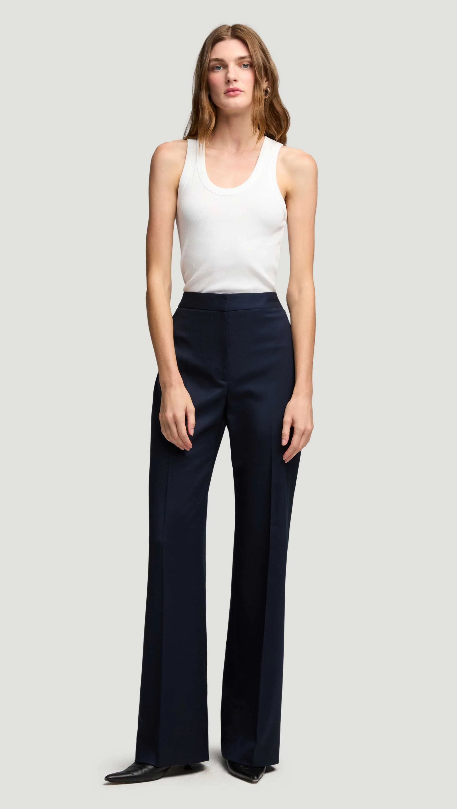 Image of Wide Leg Trouser in Seasonless Wool | Midnight