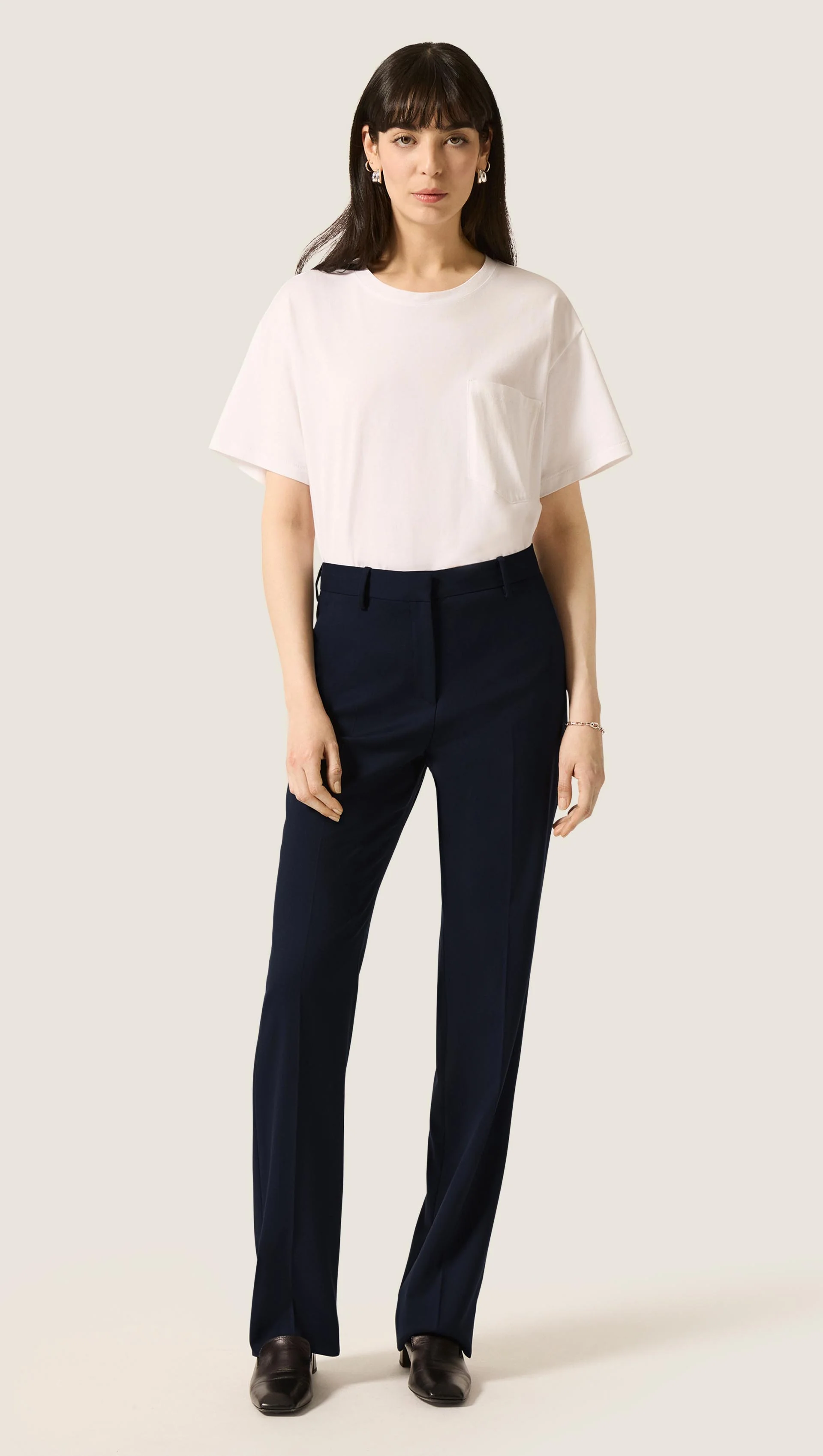 Image of Straight Leg Trouser in Seasonless Wool | Midnight