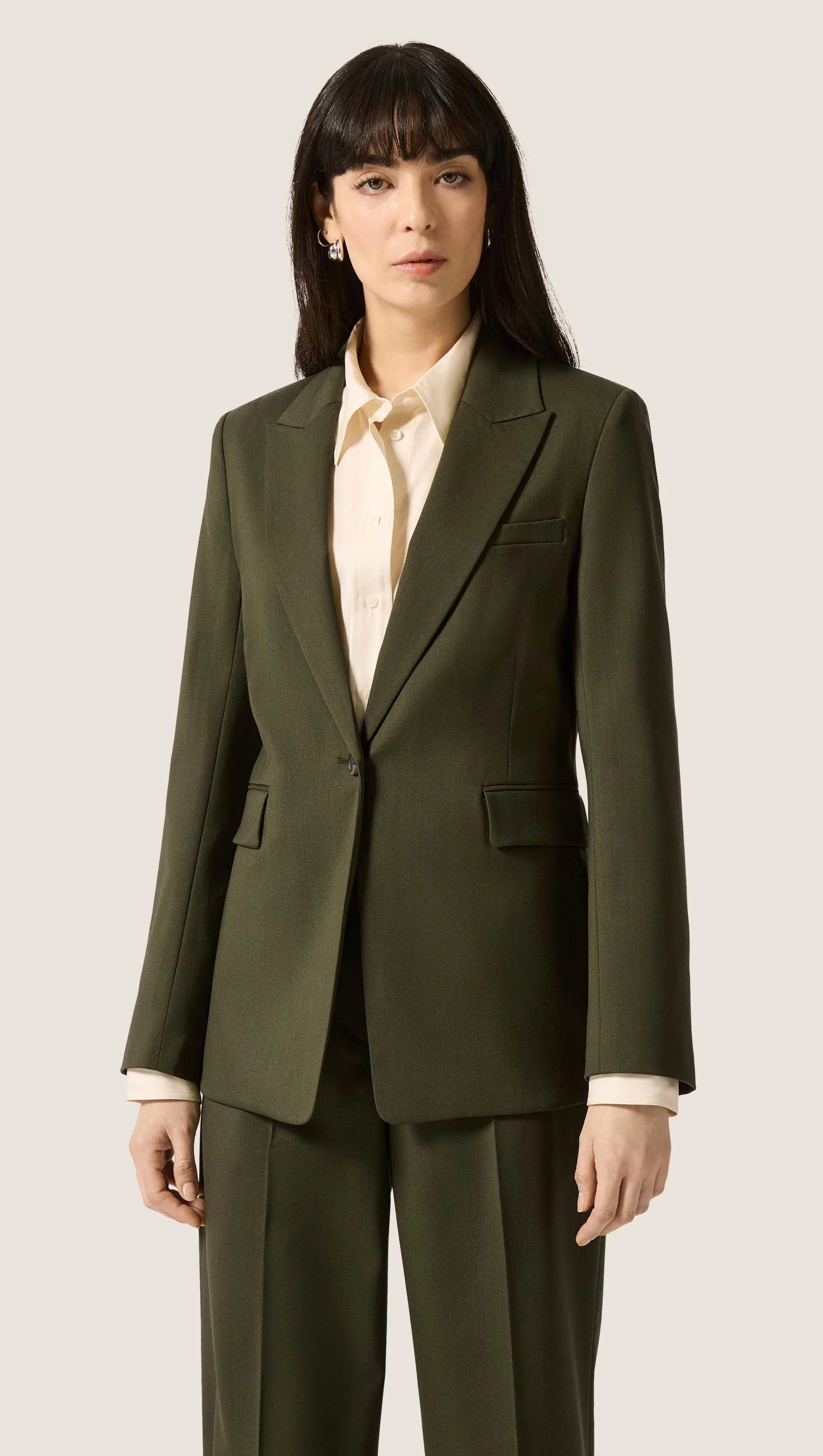 Image of Single Button Blazer in Seasonless Wool | Olive