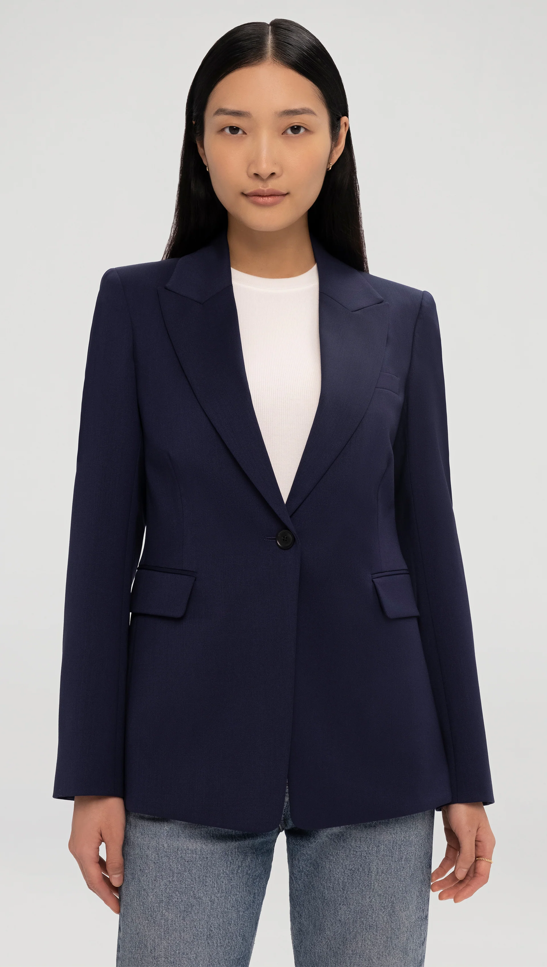 Image of Single Button Blazer in Seasonless Wool | Navy