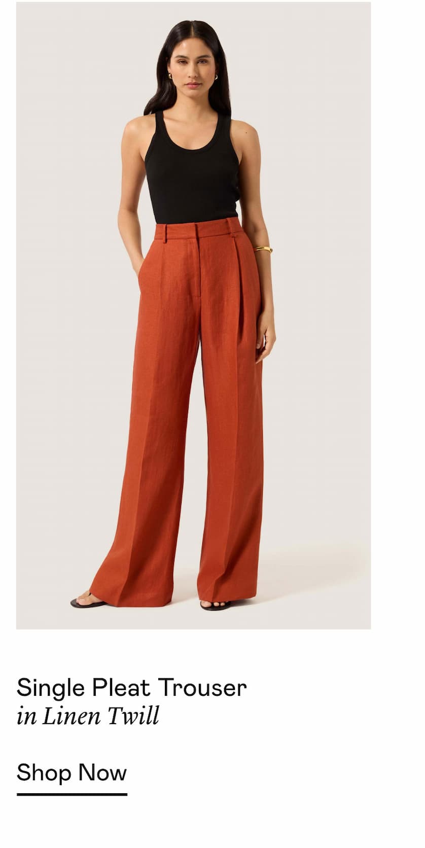 Single Pleat Trouser in Linen Twill