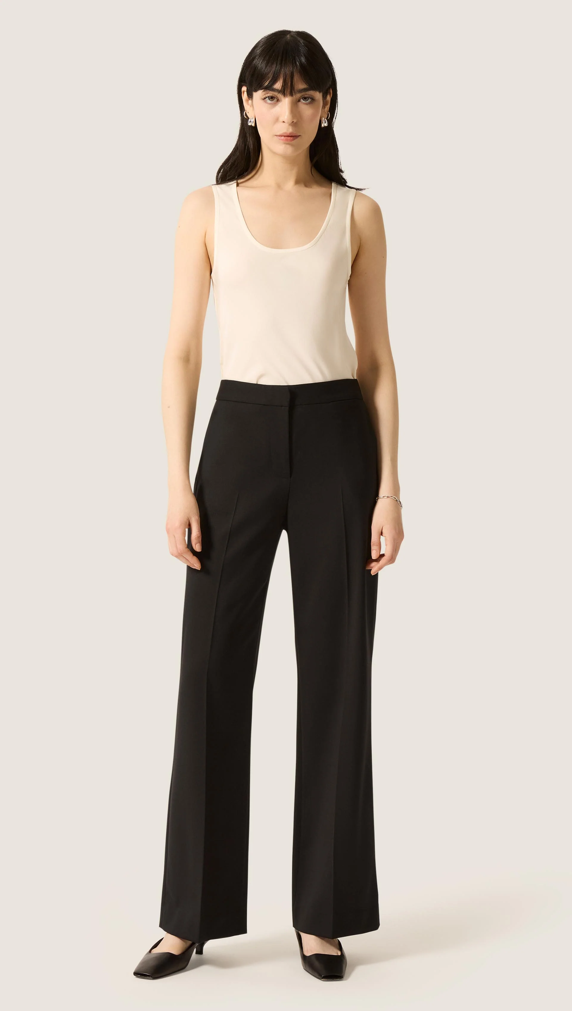 Image of Wide Leg Trouser in Seasonless Wool | Black