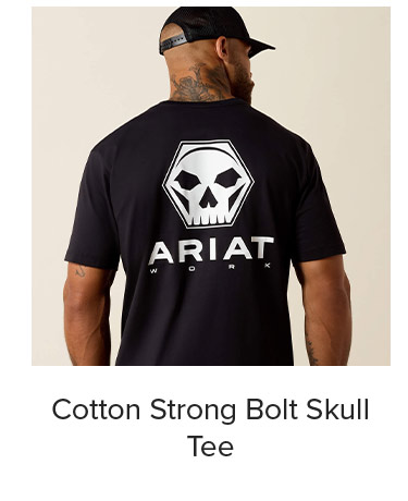 Cotton Strong Bolt Skull Tee in Black