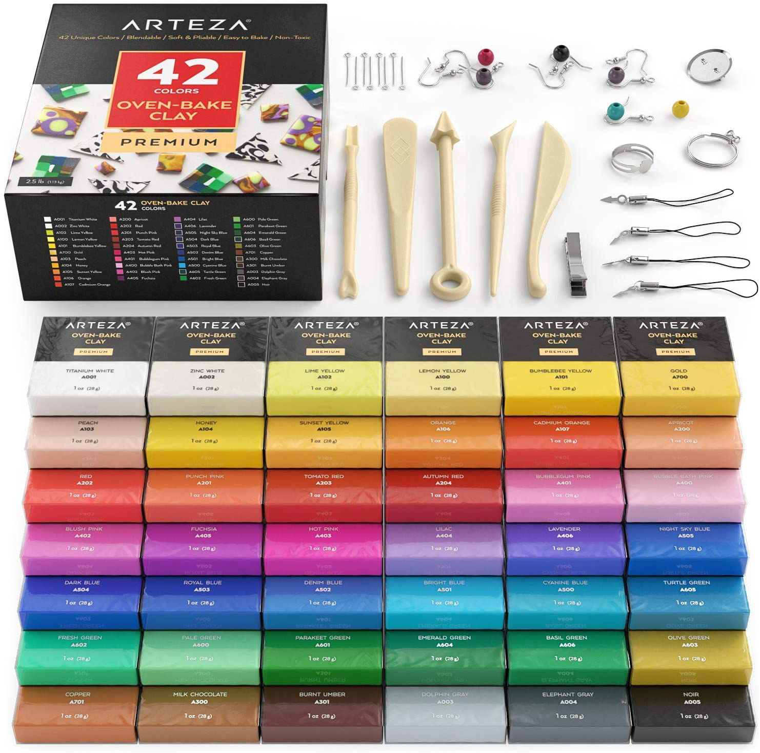 Image of Oven-Bake Clay, 42 Colors, Tools & Accessories Set