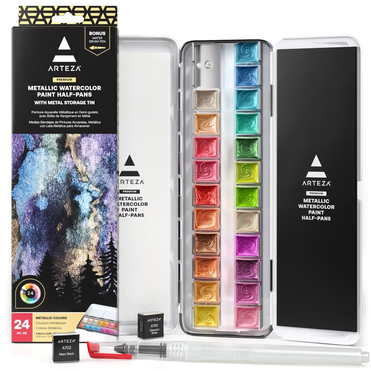 Image of Metallic Watercolor Paint, Half-Pans - Set of 24