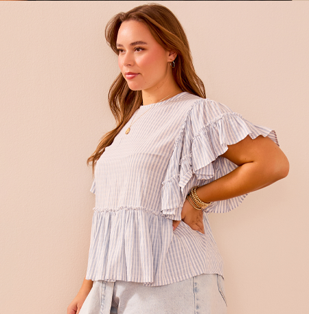 Delilah Striped Flutter Sleeve Top