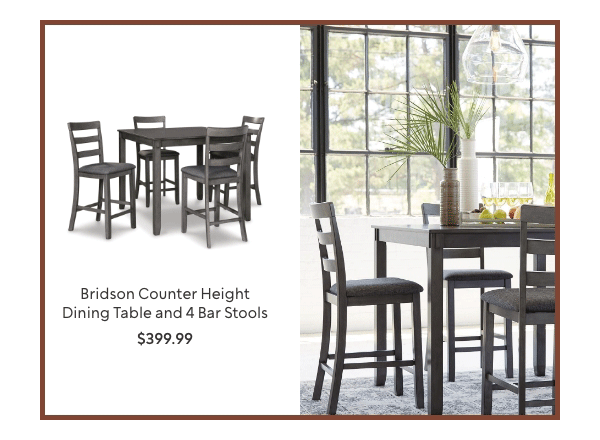 Bridson Counter Height Dining Table and 4 Bar Stools
