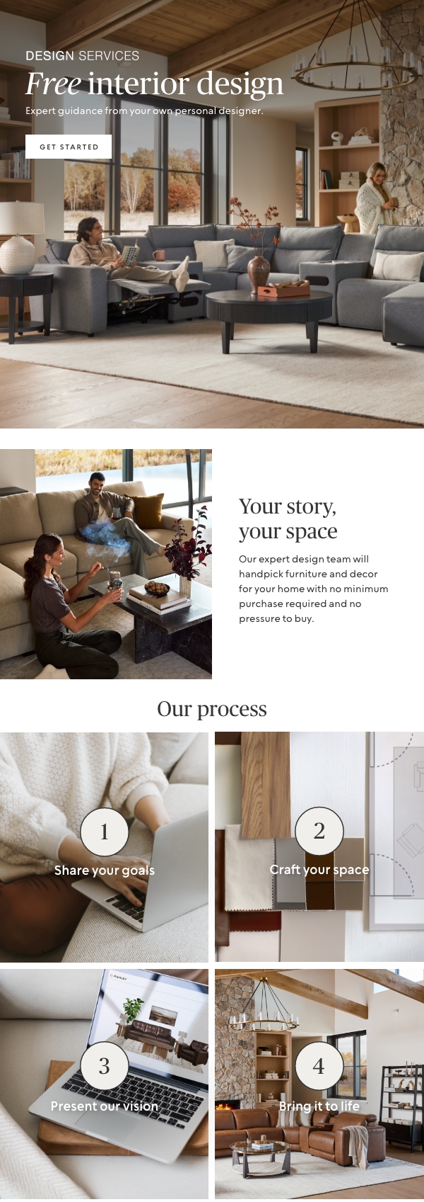 Free expert guidance from your own personal designer