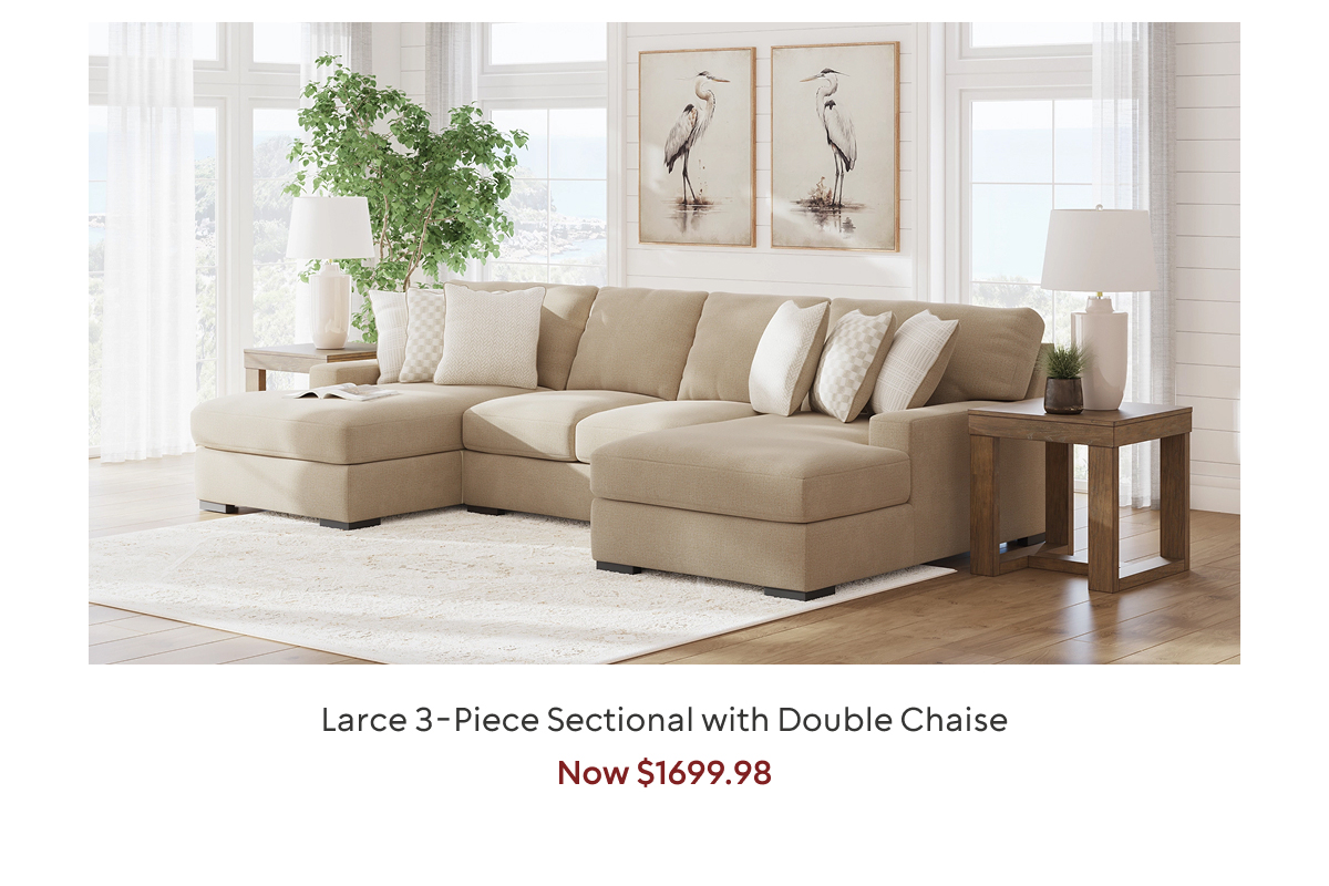 Larce 3-Piece Sectional with Double Chaise