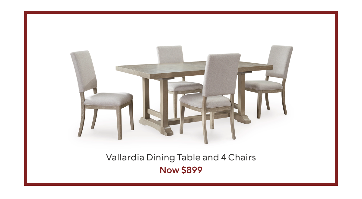 Vallardia Dining Table and 4 Chairs