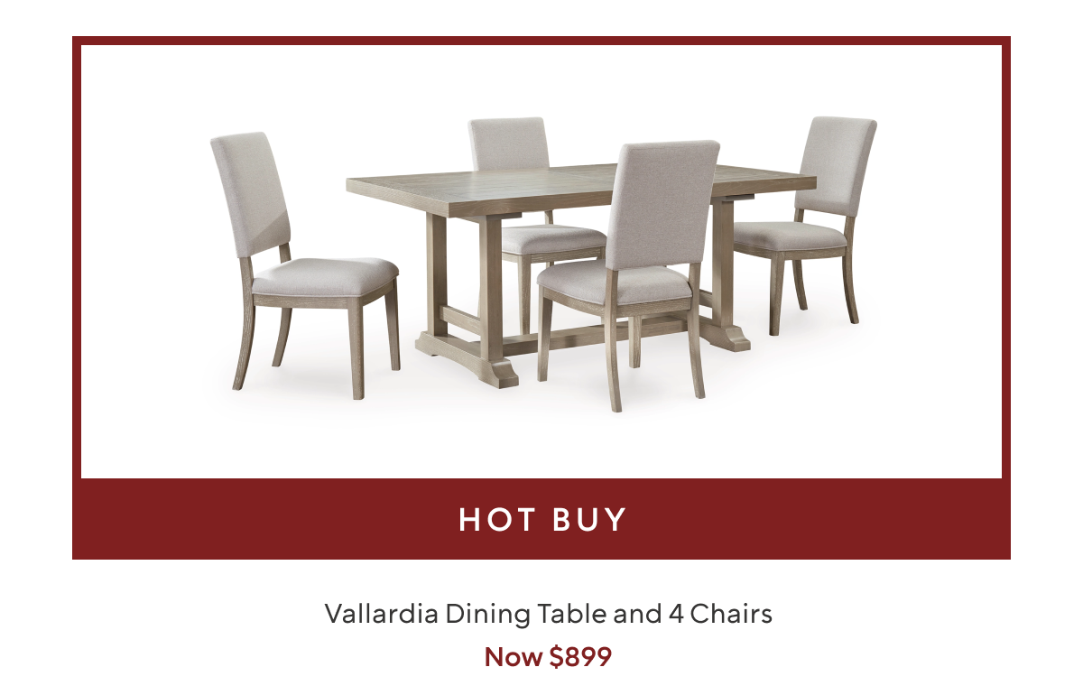 Vallardia Dining Table and 4 Chairs