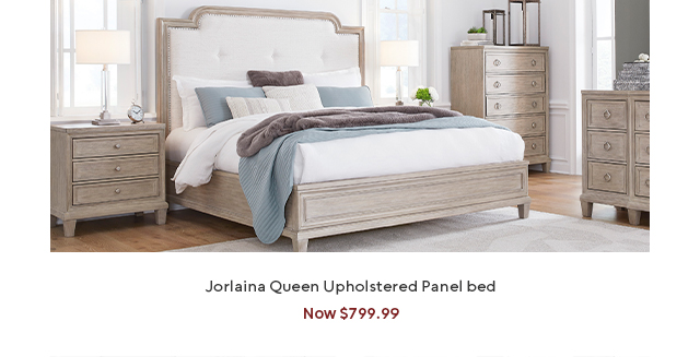 Jorlaina Queen Upholstered Panel Bed